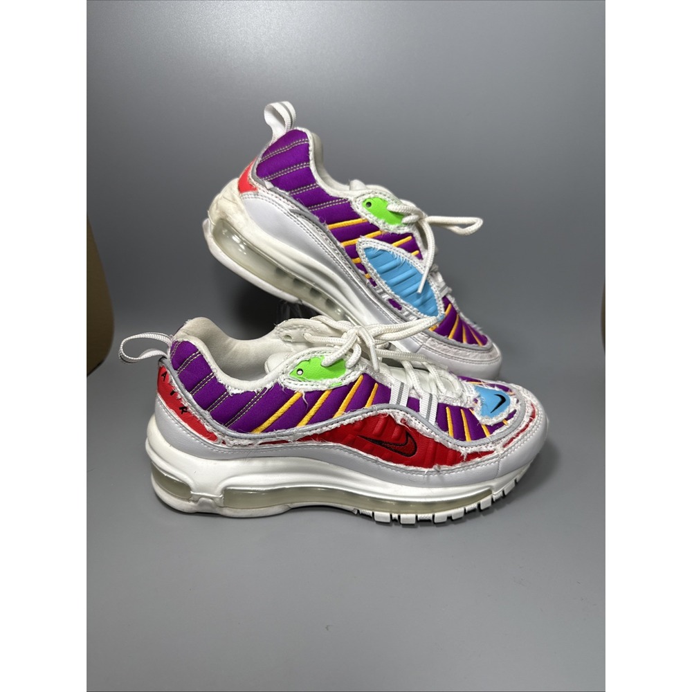Nike Air Max 98 Cut Away Multicolored Red, Purple, Custom CJ0634-101 Size 6.5